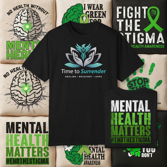 Time To Surrender Mental Health Black Out Tee