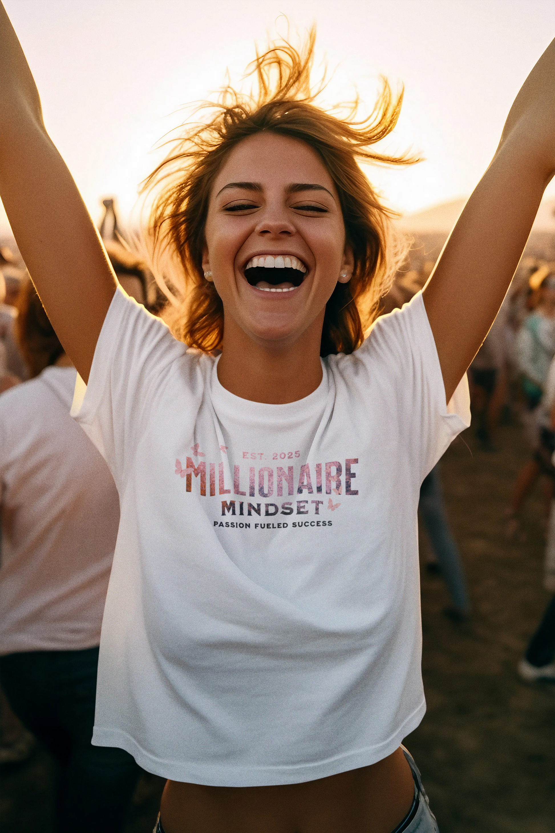 Millionaire Mindset Tee – Pink Stone Butterfly Edition